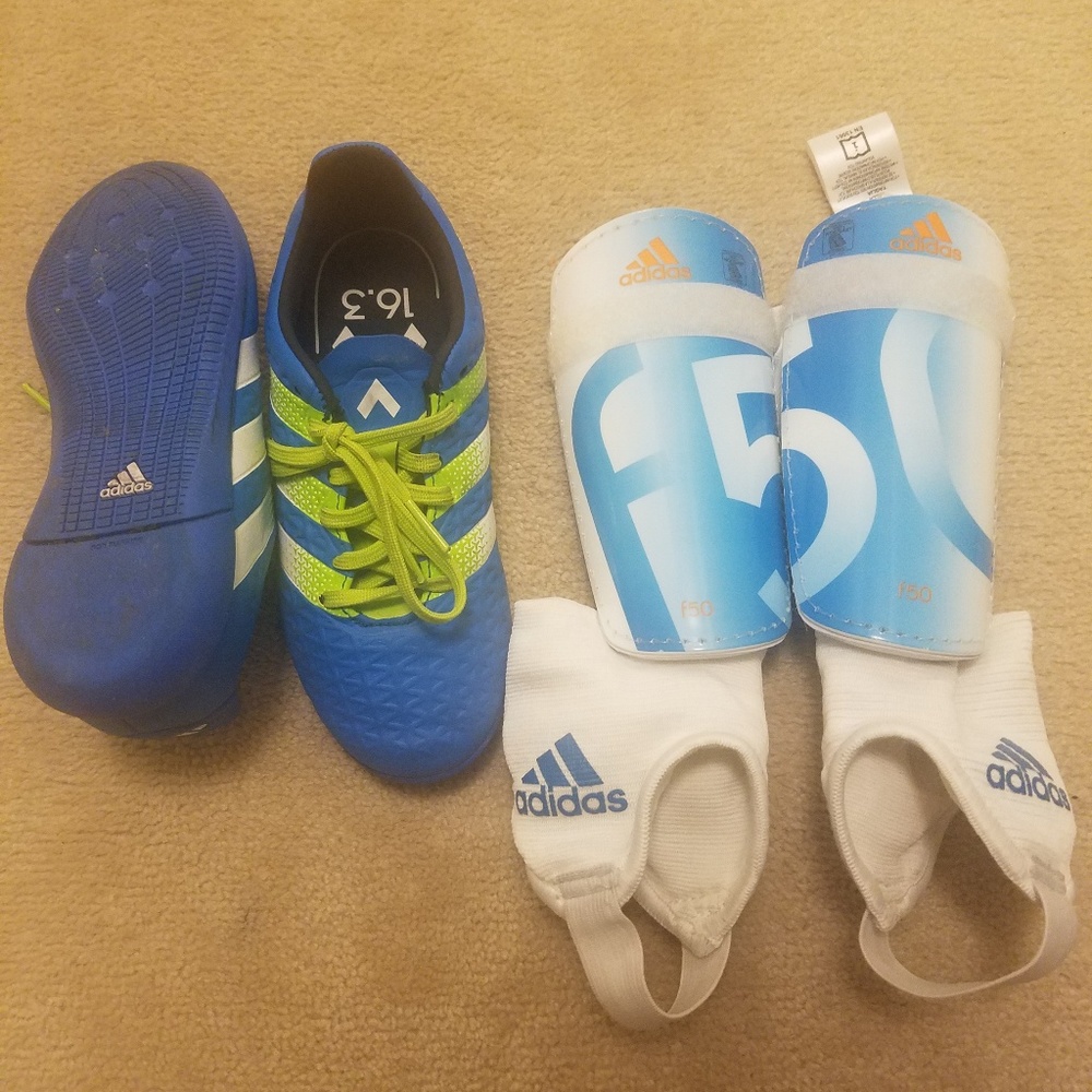 💥 boys soccer shoes and shin guards